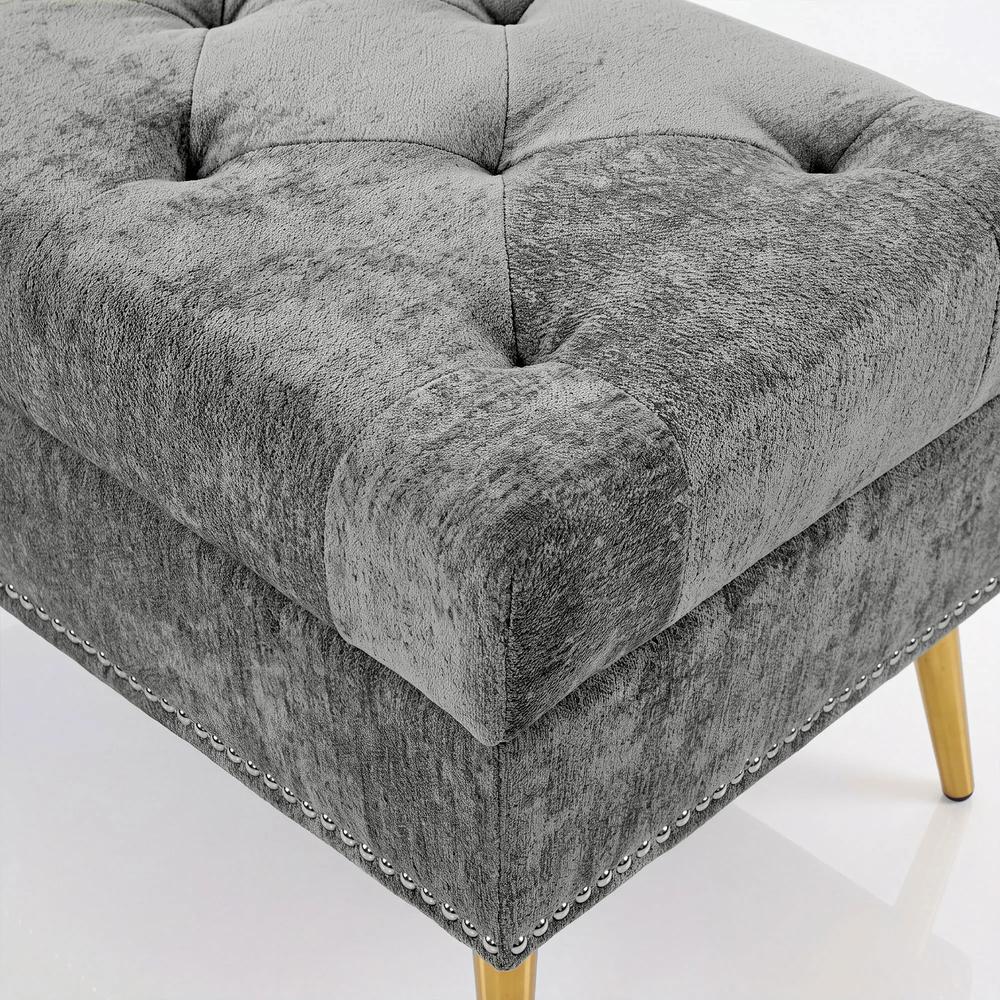 HOMCOM Storage Ottoman, Chenille Upholstered Ottoman Storage Box with Padded Seat, Metal Legs, 114 x 41 x 45 cm Additional View 12