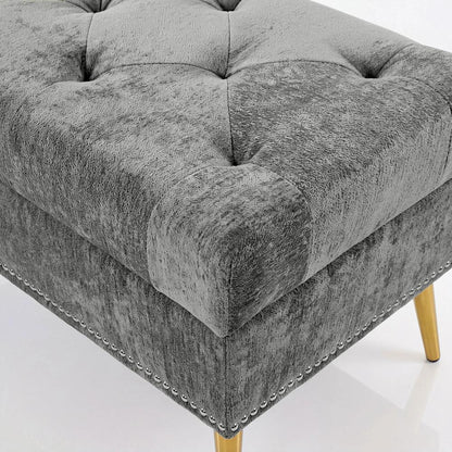 HOMCOM Storage Ottoman, Chenille Upholstered Ottoman Storage Box with Padded Seat, Metal Legs, 114 x 41 x 45 cm Additional View 12