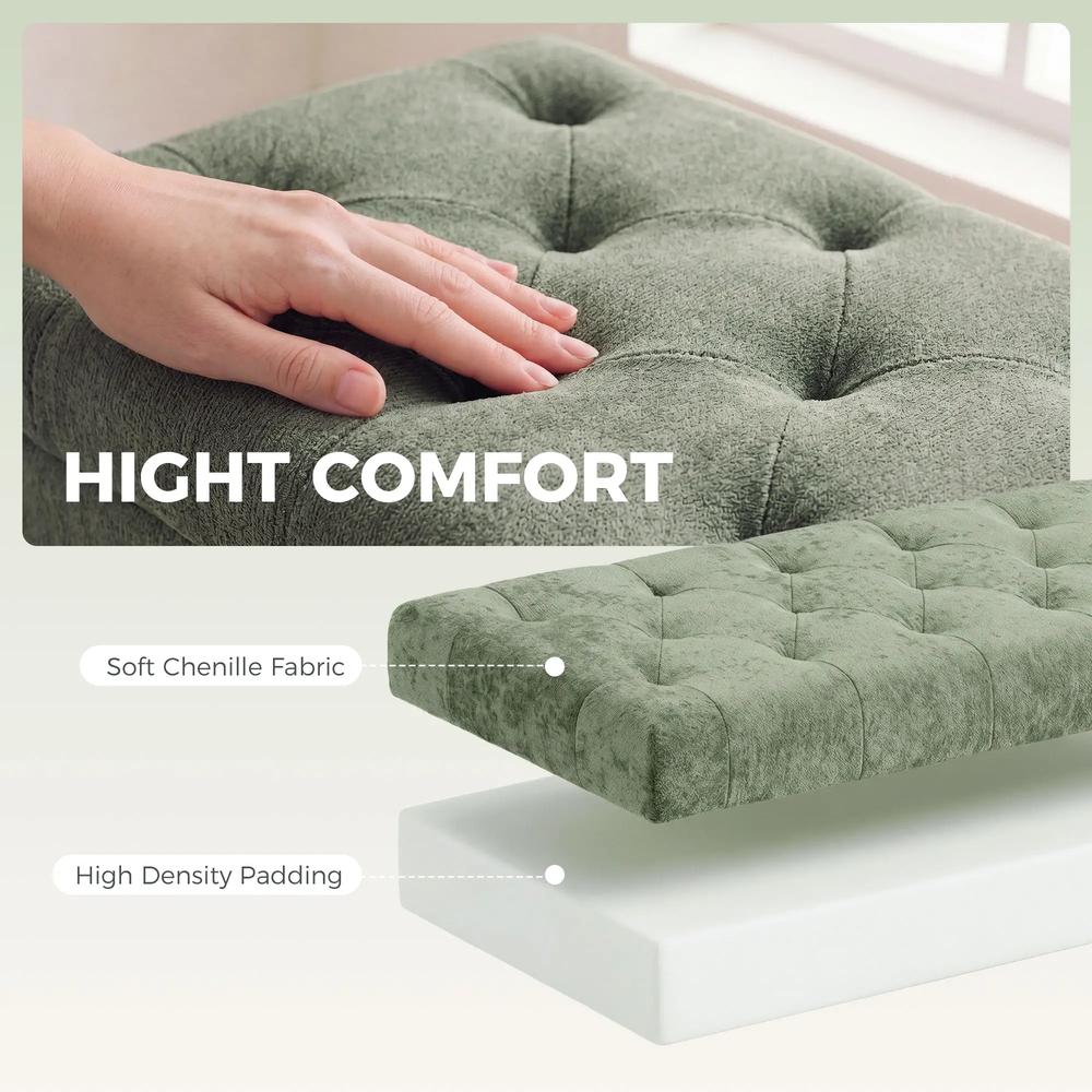 HOMCOM Storage Ottoman, Chenille Upholstered Ottoman Storage Box with Padded Seat, Metal Legs, 114 x 41 x 45 cm Additional View 20