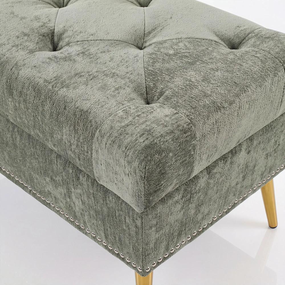 HOMCOM Storage Ottoman, Chenille Upholstered Ottoman Storage Box with Padded Seat, Metal Legs, 114 x 41 x 45 cm Additional View 27