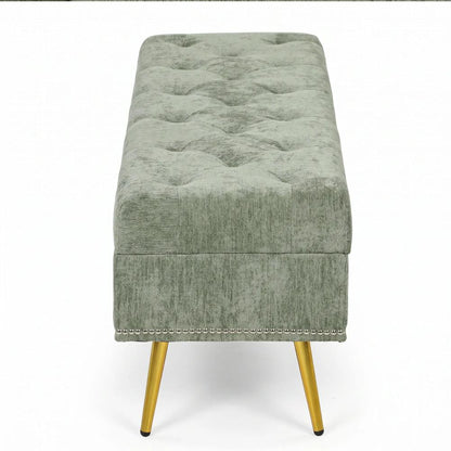 HOMCOM Storage Ottoman, Chenille Upholstered Ottoman Storage Box with Padded Seat, Metal Legs, 114 x 41 x 45 cm Additional View 28