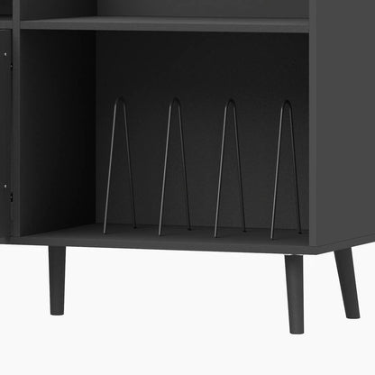 HOMCOM Record Player Stand, Vinyl Record Holder with Storage Holds Up to 300 Albums with Flip-Top Compartment Additional View 12