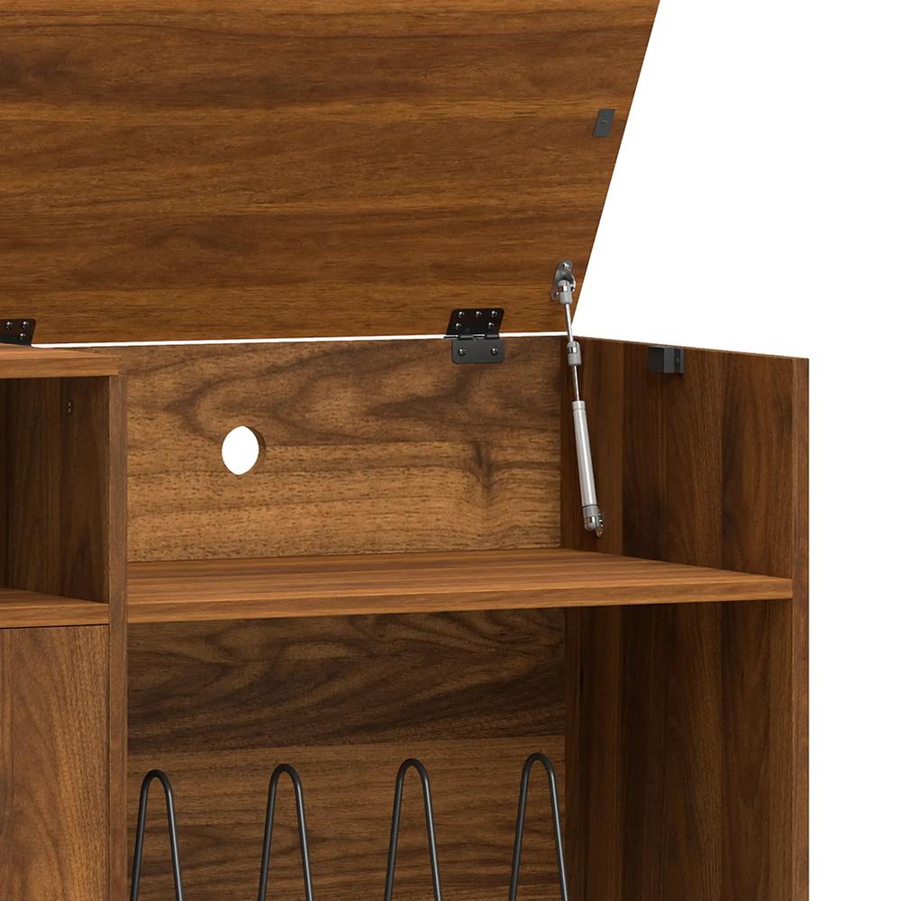 HOMCOM Record Player Stand, Vinyl Record Holder with Storage Holds Up to 300 Albums with Flip-Top Compartment Additional View 25