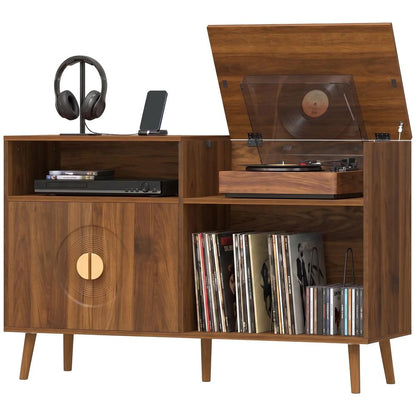 HOMCOM Record Player Stand, Vinyl Record Holder with Storage Holds Up to 300 Albums with Flip-Top Compartment Additional View 30
