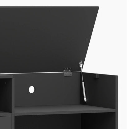 HOMCOM Record Player Stand, Vinyl Record Holder with Storage Holds Up to 300 Albums with Flip-Top Compartment Additional View 10