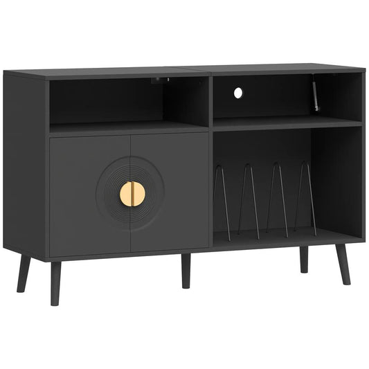 HOMCOM Record Player Stand, Vinyl Record Holder with Storage Holds Up to 300 Albums with Flip-Top Compartment