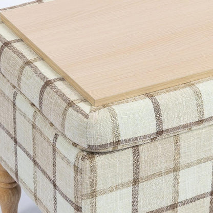 HOMCOM Linen Fabric Upholstered Footstool, Rectangular Storage Stool with Removable Top, Padded Seat and Hidden Space Additional View 12
