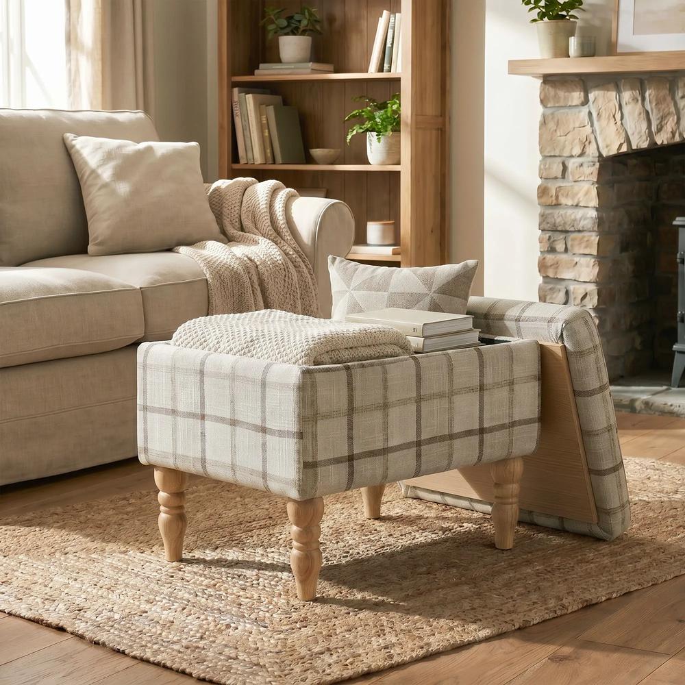 HOMCOM Linen Fabric Upholstered Footstool, Rectangular Storage Stool with Removable Top, Padded Seat and Hidden Space Additional View 13