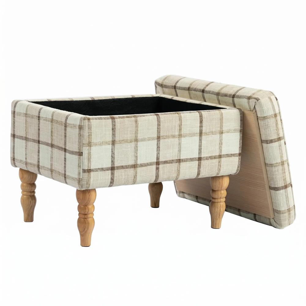 HOMCOM Linen Fabric Upholstered Footstool, Rectangular Storage Stool with Removable Top, Padded Seat and Hidden Space Additional View 14