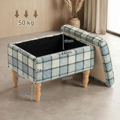 HOMCOM Linen Fabric Upholstered Footstool, Rectangular Storage Stool with Removable Top, Padded Seat and Hidden Space Additional View 17