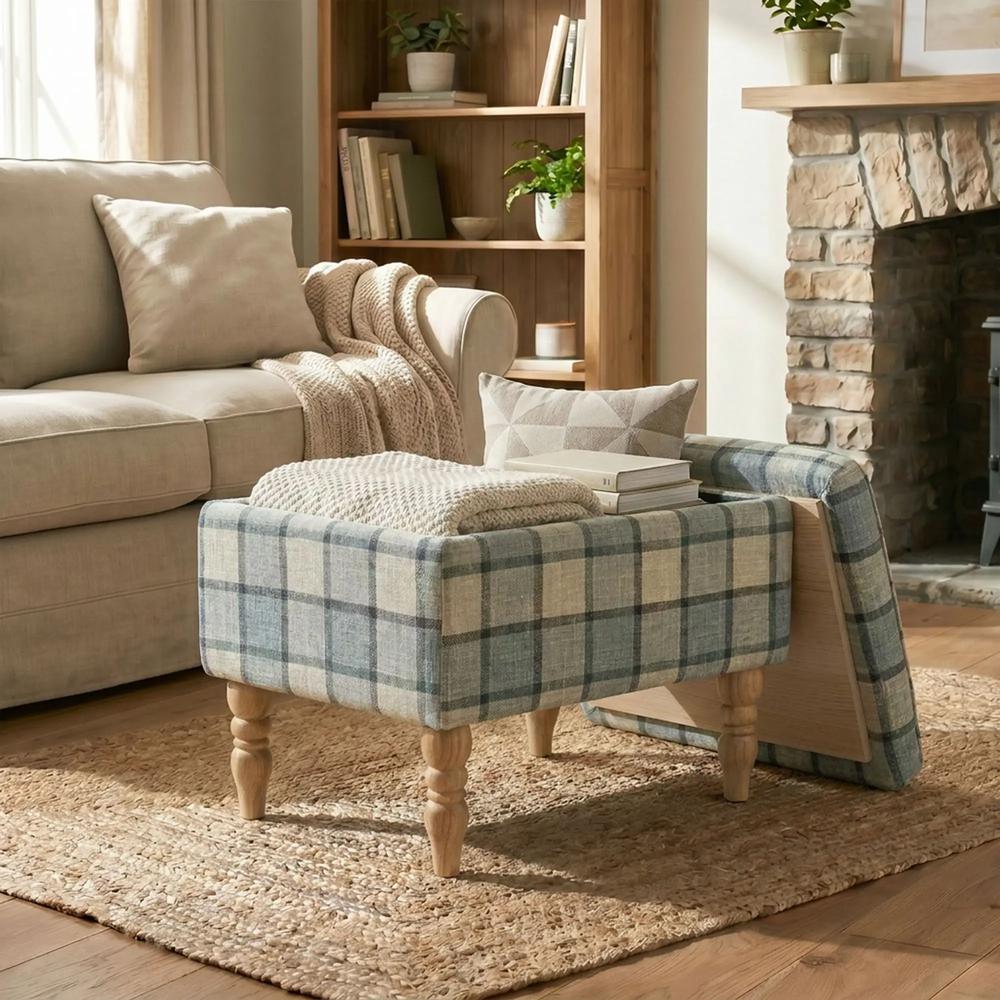 HOMCOM Linen Fabric Upholstered Footstool, Rectangular Storage Stool with Removable Top, Padded Seat and Hidden Space Additional View 27
