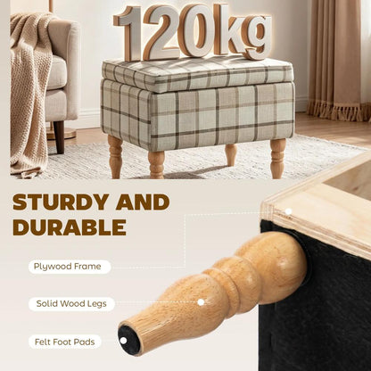 HOMCOM Linen Fabric Upholstered Footstool, Rectangular Storage Stool with Removable Top, Padded Seat and Hidden Space Additional View 6