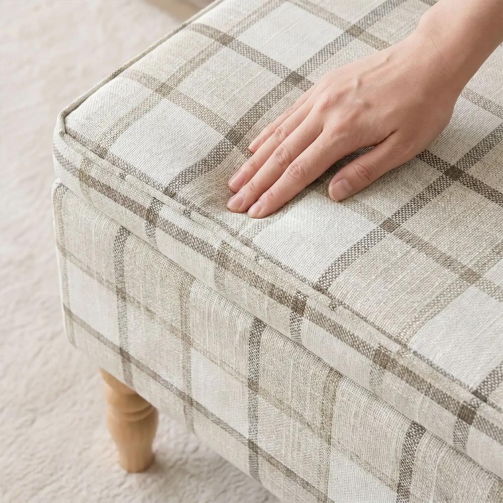 HOMCOM Linen Fabric Upholstered Footstool, Rectangular Storage Stool with Removable Top, Padded Seat and Hidden Space Additional View 9