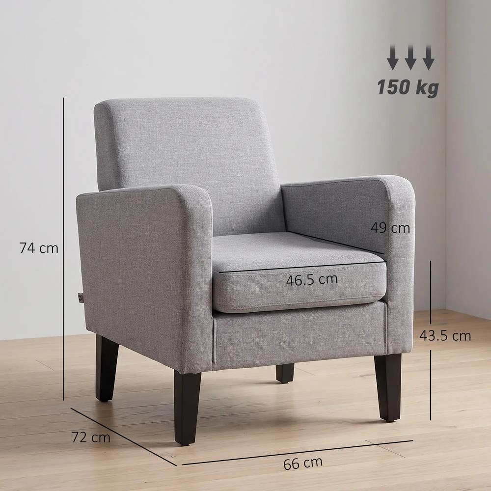 HOMCOM Linen-Look Boxy Armchair Additional View 14