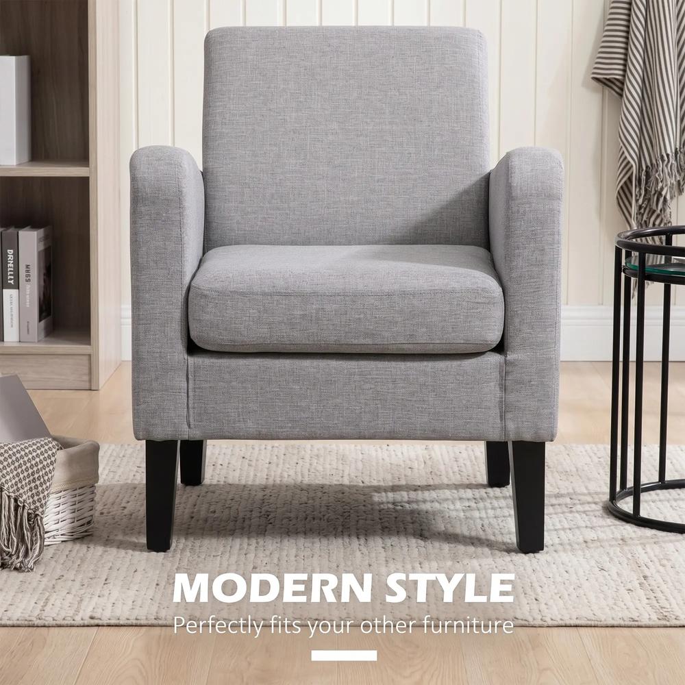 HOMCOM Linen-Look Boxy Armchair Additional View 15