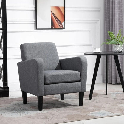HOMCOM Modern Accent Chair, Occasional Chair with Rubber Wood Legs for Living Room, Bedroom, Grey Additional View 2