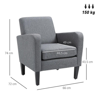 HOMCOM Modern Accent Chair, Occasional Chair with Rubber Wood Legs for Living Room, Bedroom, Grey Additional View 3