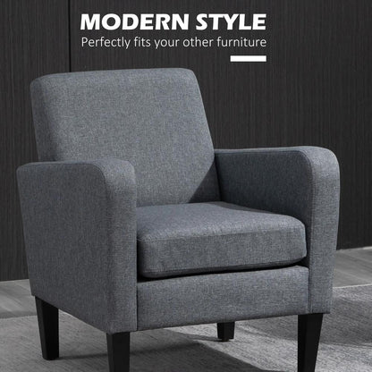 HOMCOM Modern Accent Chair, Occasional Chair with Rubber Wood Legs for Living Room, Bedroom, Grey Additional View 4