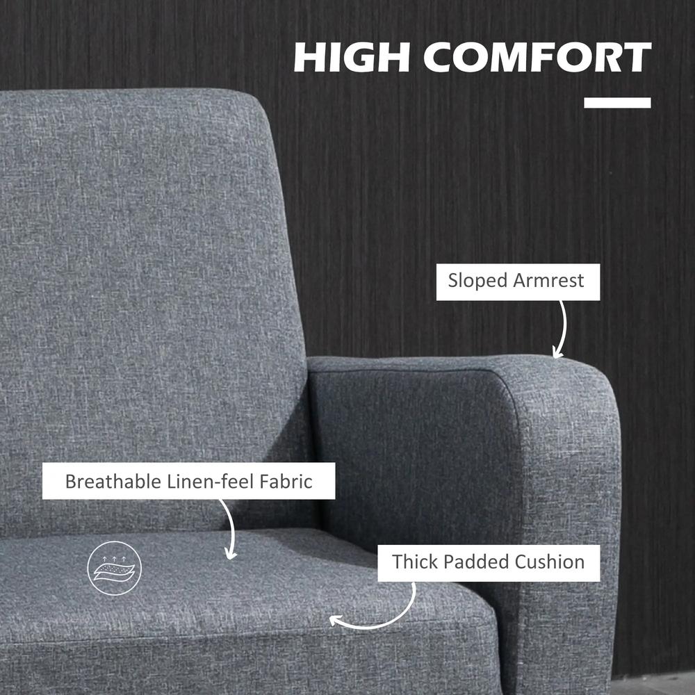 HOMCOM Modern Accent Chair, Occasional Chair with Rubber Wood Legs for Living Room, Bedroom, Grey Additional View 5