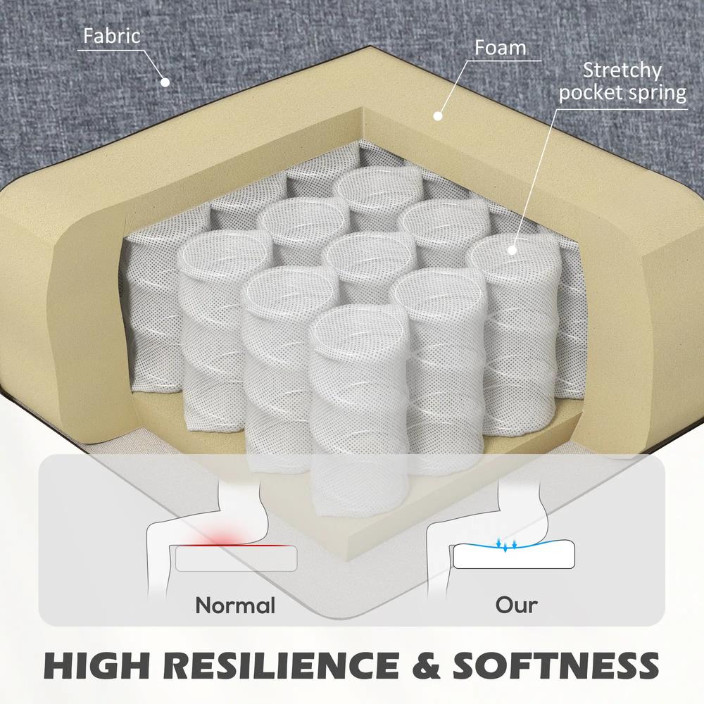 HOMCOM Modern Accent Chair, Occasional Chair with Rubber Wood Legs for Living Room, Bedroom, Grey Additional View 8
