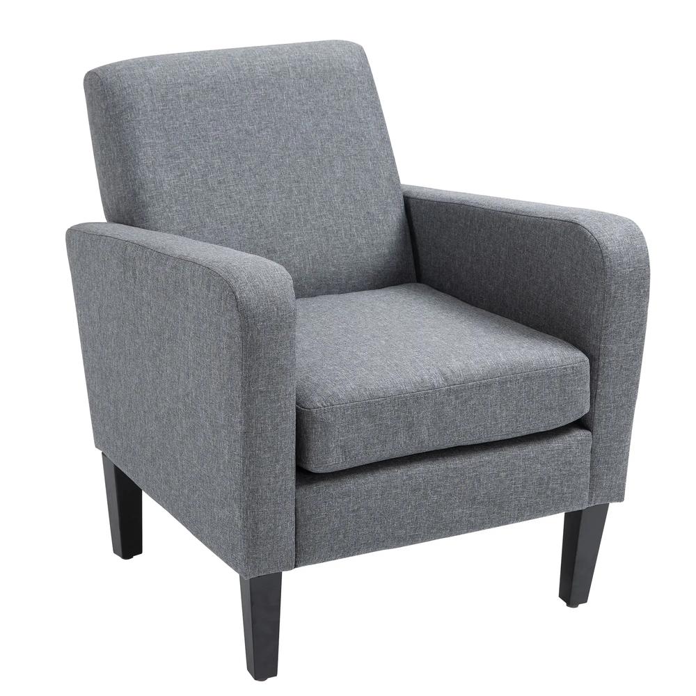 HOMCOM Modern Accent Chair, Occasional Chair with Rubber Wood Legs for Living Room, Bedroom, Grey Additional View 10