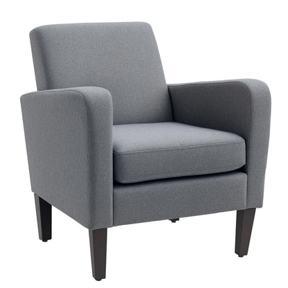 HOMCOM Modern Accent Chair, Occasional Chair with Rubber Wood Legs for Living Room, Bedroom, Grey