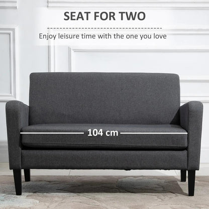 HOMCOM Linen Modern-Curved 2-Seat Sofa Loveseat w/ Thick Cushion Wood Legs Foot Pads Single Compact Home Furniture Grey Additional View 6