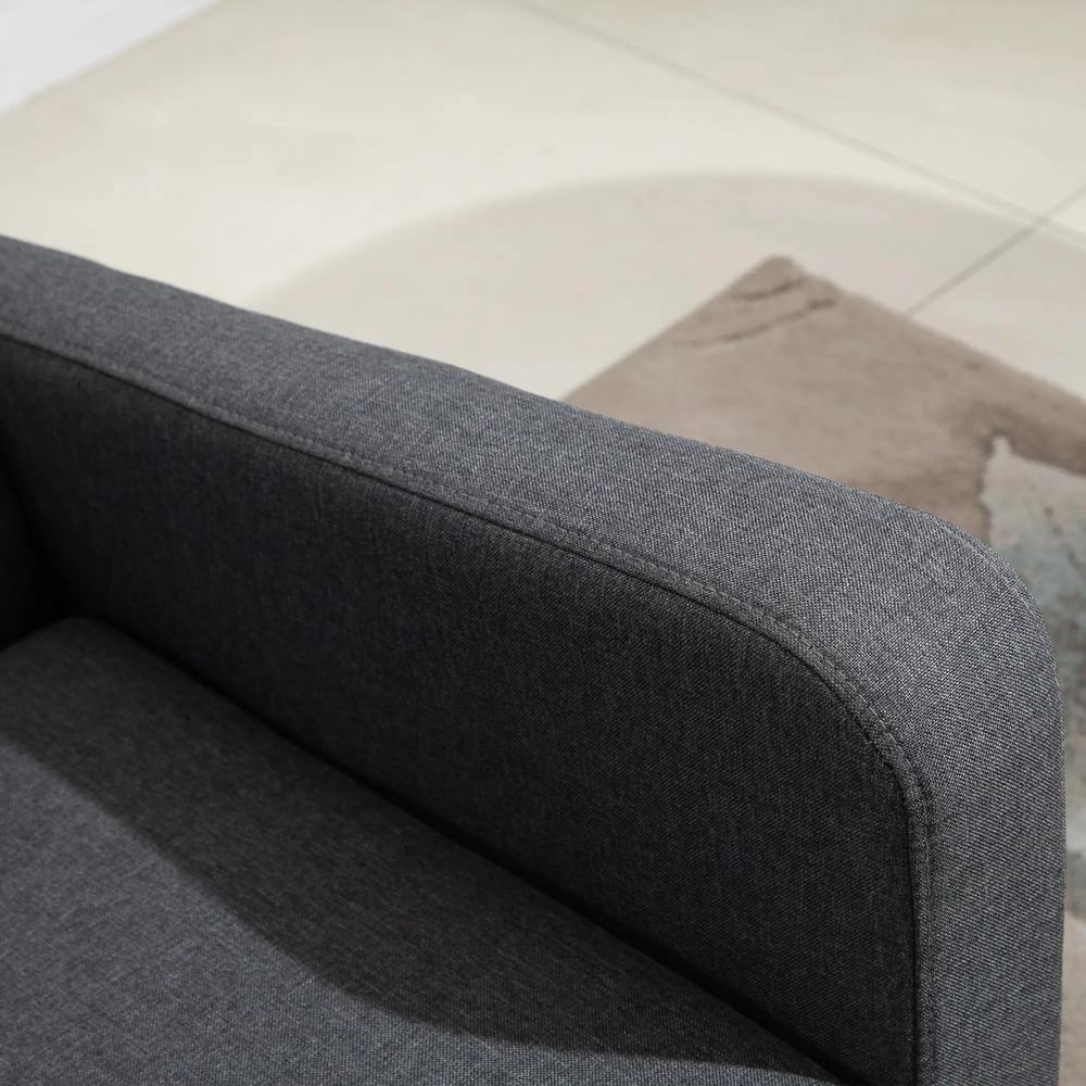 HOMCOM Linen Modern-Curved 2-Seat Sofa Loveseat w/ Thick Cushion Wood Legs Foot Pads Single Compact Home Furniture Grey Additional View 8