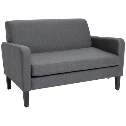 HOMCOM Linen Modern-Curved 2-Seat Sofa Loveseat w/ Thick Cushion Wood Legs Foot Pads Single Compact Home Furniture Grey Additional View 10