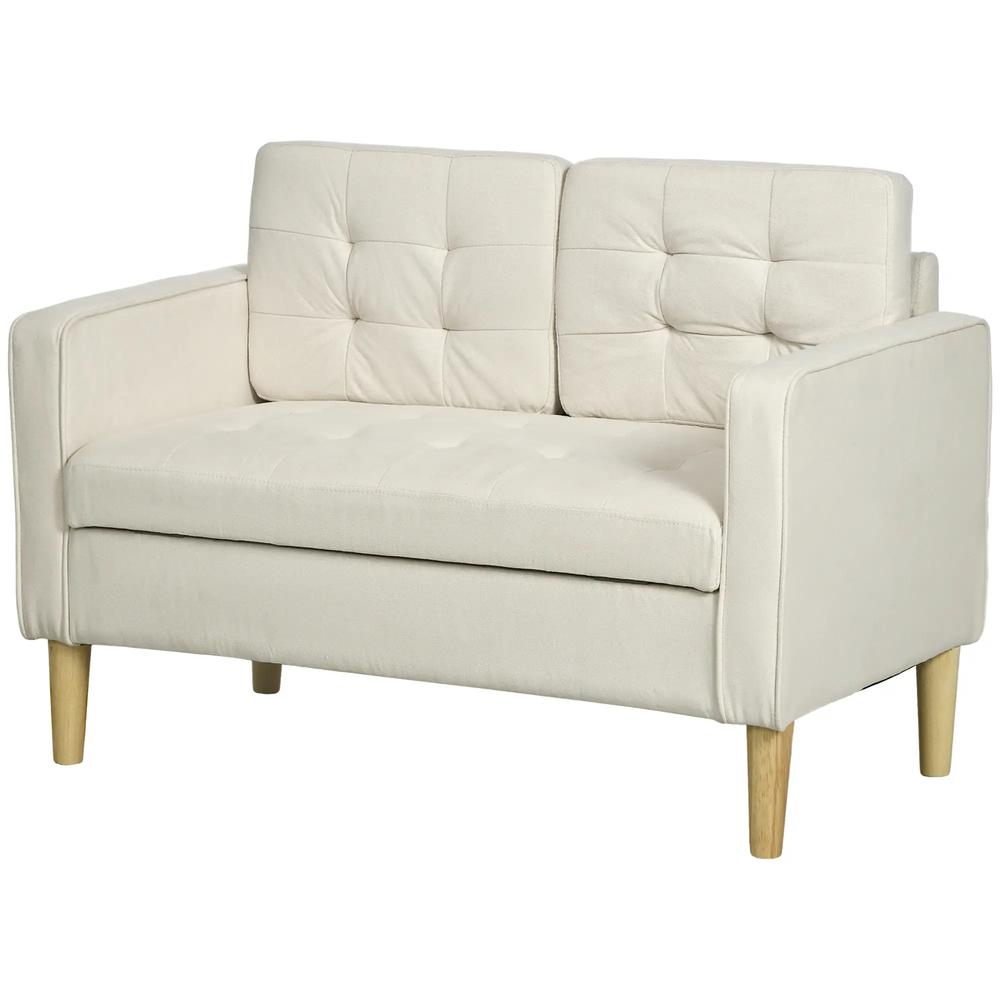 HOMCOM Modern Loveseat Sofa, Compact 2 Seater Sofa with Hidden Storage, 117cm Tufted Cotton Couch with Wood Legs Additional View 11