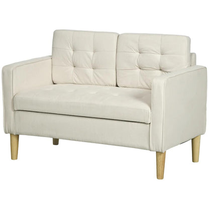 HOMCOM Modern Loveseat Sofa, Compact 2 Seater Sofa with Hidden Storage, 117cm Tufted Cotton Couch with Wood Legs Additional View 11