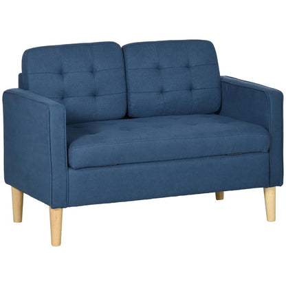 HOMCOM Modern Loveseat Sofa, Compact 2 Seater Sofa with Hidden Storage, 117cm Tufted Cotton Couch with Wood Legs Additional View 12
