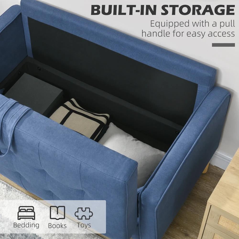 HOMCOM Modern Loveseat Sofa, Compact 2 Seater Sofa with Hidden Storage, 117cm Tufted Cotton Couch with Wood Legs Additional View 16