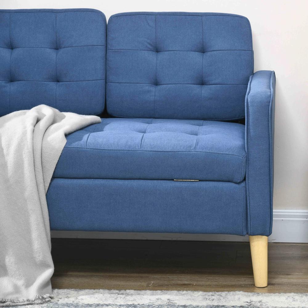 HOMCOM Modern Loveseat Sofa, Compact 2 Seater Sofa with Hidden Storage, 117cm Tufted Cotton Couch with Wood Legs Additional View 21