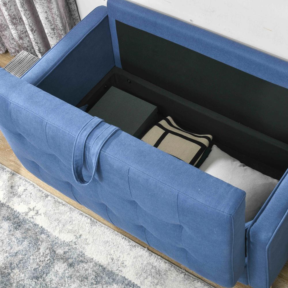 HOMCOM Modern Loveseat Sofa, Compact 2 Seater Sofa with Hidden Storage, 117cm Tufted Cotton Couch with Wood Legs Additional View 23