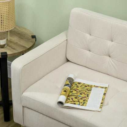 HOMCOM Modern Loveseat Sofa, Compact 2 Seater Sofa with Hidden Storage, 117cm Tufted Cotton Couch with Wood Legs Additional View 8