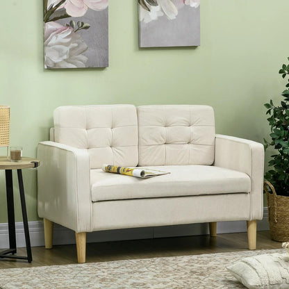 HOMCOM Modern Loveseat Sofa, Compact 2 Seater Sofa with Hidden Storage, 117cm Tufted Cotton Couch with Wood Legs Additional View 10