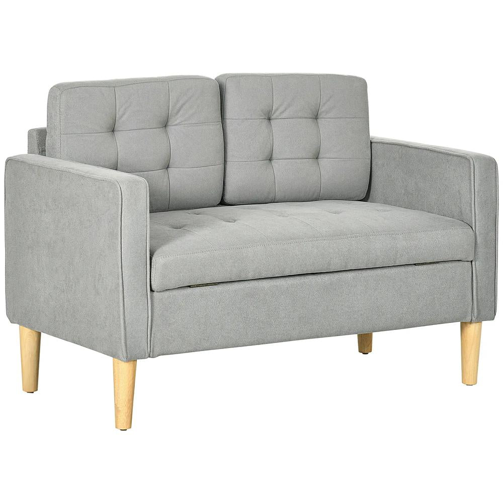 HOMCOM 2 Seater Storage Sofa, Fabric Couch with Hidden Under Seat Storage, Thick Cushions, Compact Space Saving Settee with Rubberwood Legs for Living Room, Apartment Additional View 11