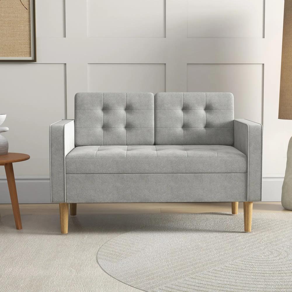 HOMCOM 2 Seater Storage Sofa, Fabric Couch with Hidden Under Seat Storage, Thick Cushions, Compact Space Saving Settee with Rubberwood Legs for Living Room, Apartment Additional View 12