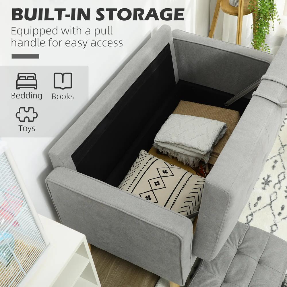 HOMCOM 2 Seater Storage Sofa, Fabric Couch with Hidden Under Seat Storage, Thick Cushions, Compact Space Saving Settee with Rubberwood Legs for Living Room, Apartment Additional View 14
