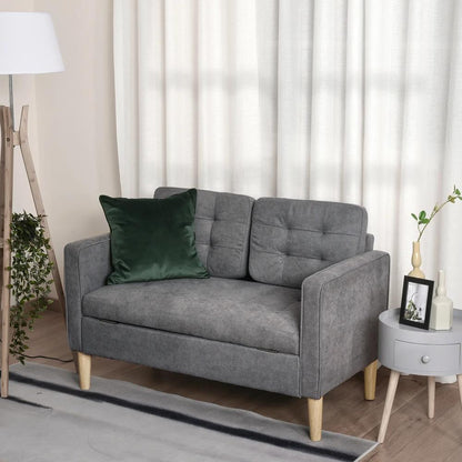 HOMCOM 2 Seater Storage Sofa, Fabric Couch with Hidden Under Seat Storage, Thick Cushions, Compact Space Saving Settee with Rubberwood Legs for Living Room, Apartment Additional View 2