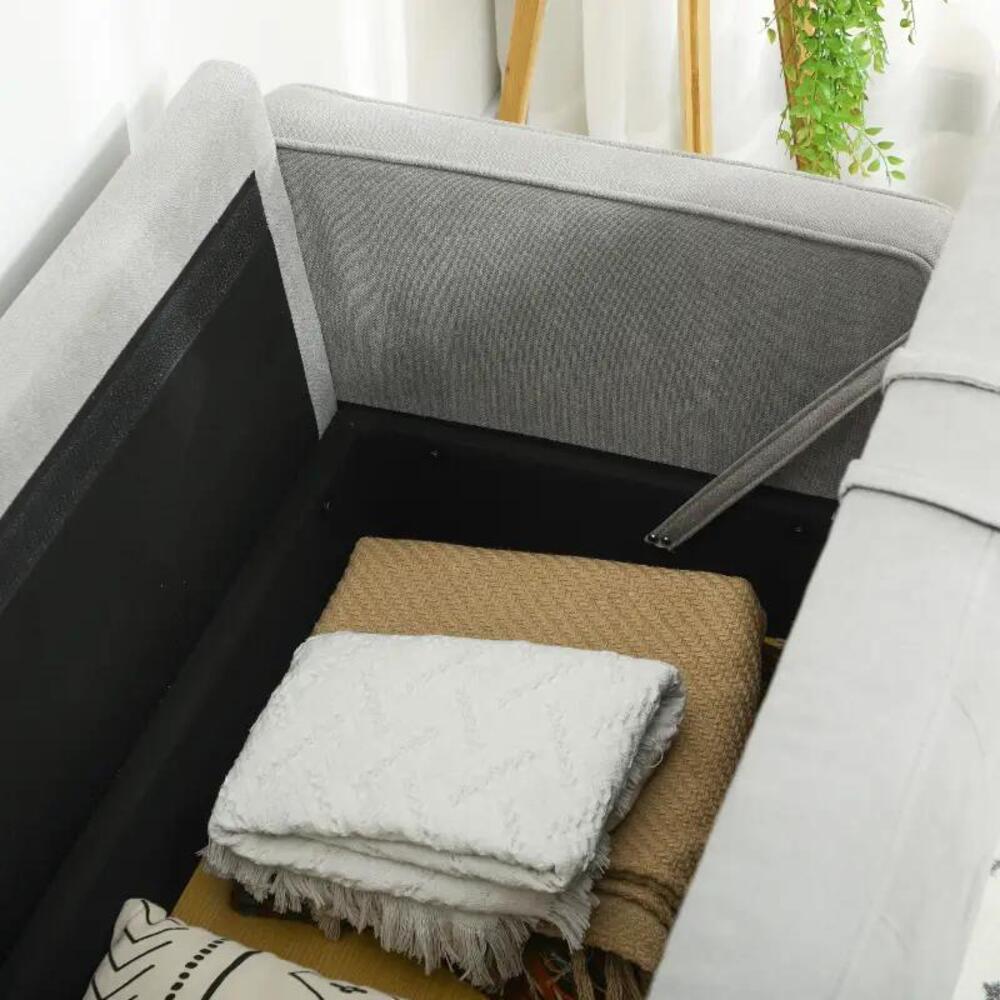 HOMCOM 2 Seater Storage Sofa, Fabric Couch with Hidden Under Seat Storage, Thick Cushions, Compact Space Saving Settee with Rubberwood Legs for Living Room, Apartment Additional View 21