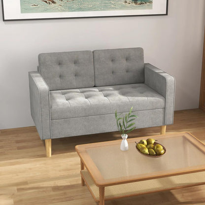 HOMCOM 2 Seater Storage Sofa, Fabric Couch with Hidden Under Seat Storage, Thick Cushions, Compact Space Saving Settee with Rubberwood Legs for Living Room, Apartment Additional View 23