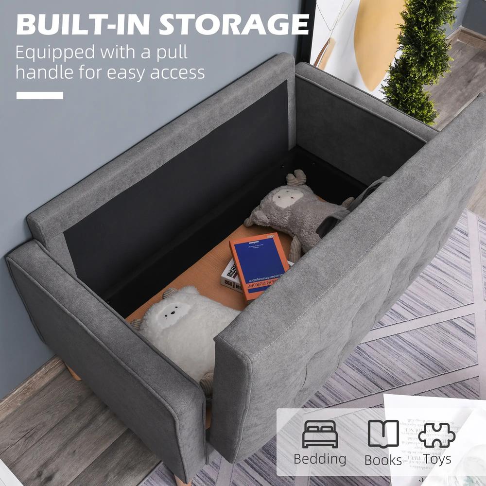 HOMCOM 2 Seater Storage Sofa, Fabric Couch with Hidden Under Seat Storage, Thick Cushions, Compact Space Saving Settee with Rubberwood Legs for Living Room, Apartment Additional View 4
