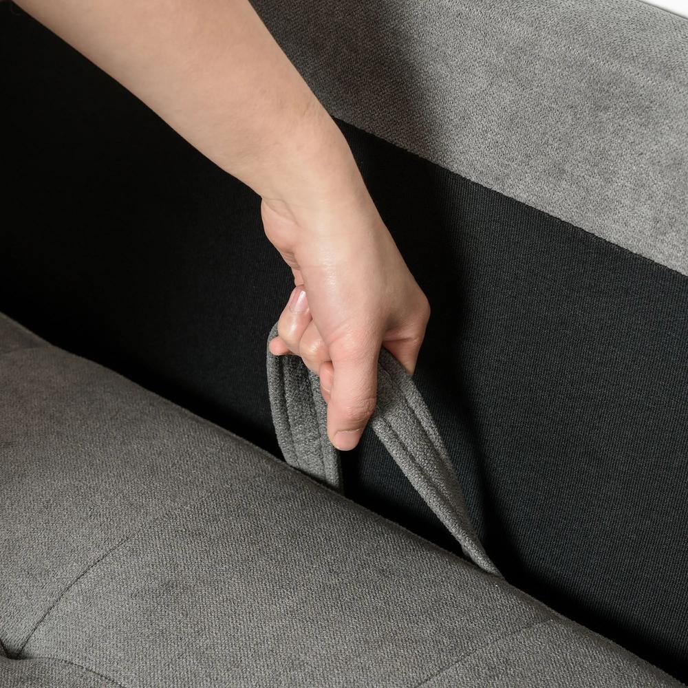 HOMCOM 3 Seater Storage Sofa, Fabric Couch with Hidden Under Seat Storage, Thick Cushions, Compact Space Saving Settee with Rubberwood Legs, Apartment, Grey Additional View 8