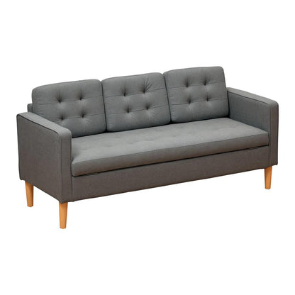 HOMCOM 3 Seater Storage Sofa, Fabric Couch with Hidden Under Seat Storage, Thick Cushions, Compact Space Saving Settee with Rubberwood Legs, Apartment, Grey