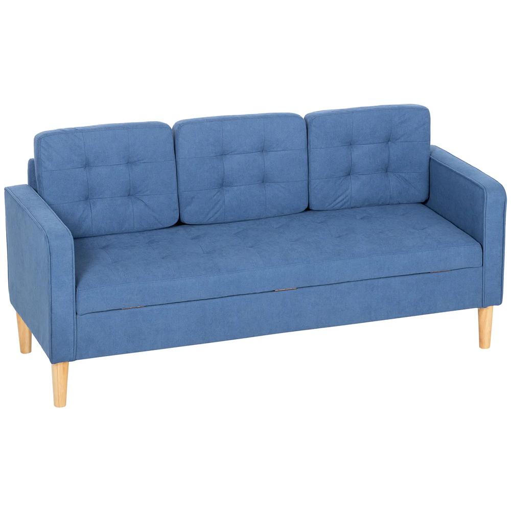 HOMCOM 3 Seater Sofa, 169cm Couch with Hidden Storage, Wood Legs Additional View 12