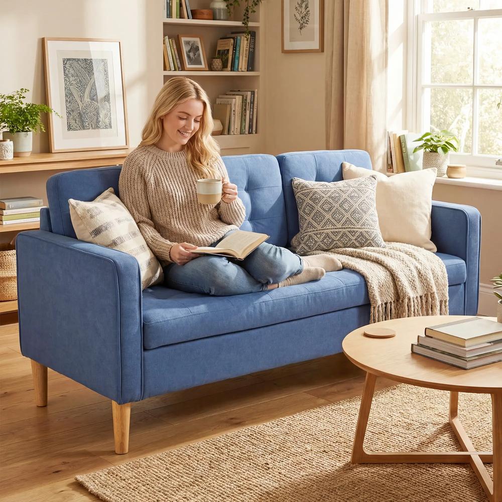 HOMCOM 3 Seater Sofa, 169cm Couch with Hidden Storage, Wood Legs Additional View 13