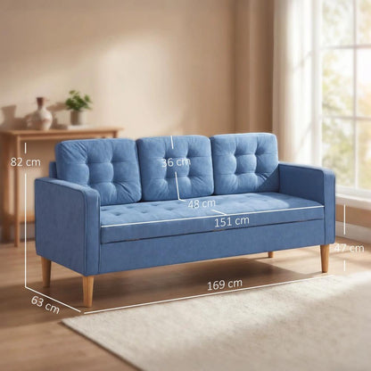 HOMCOM 3 Seater Sofa, 169cm Couch with Hidden Storage, Wood Legs Additional View 14