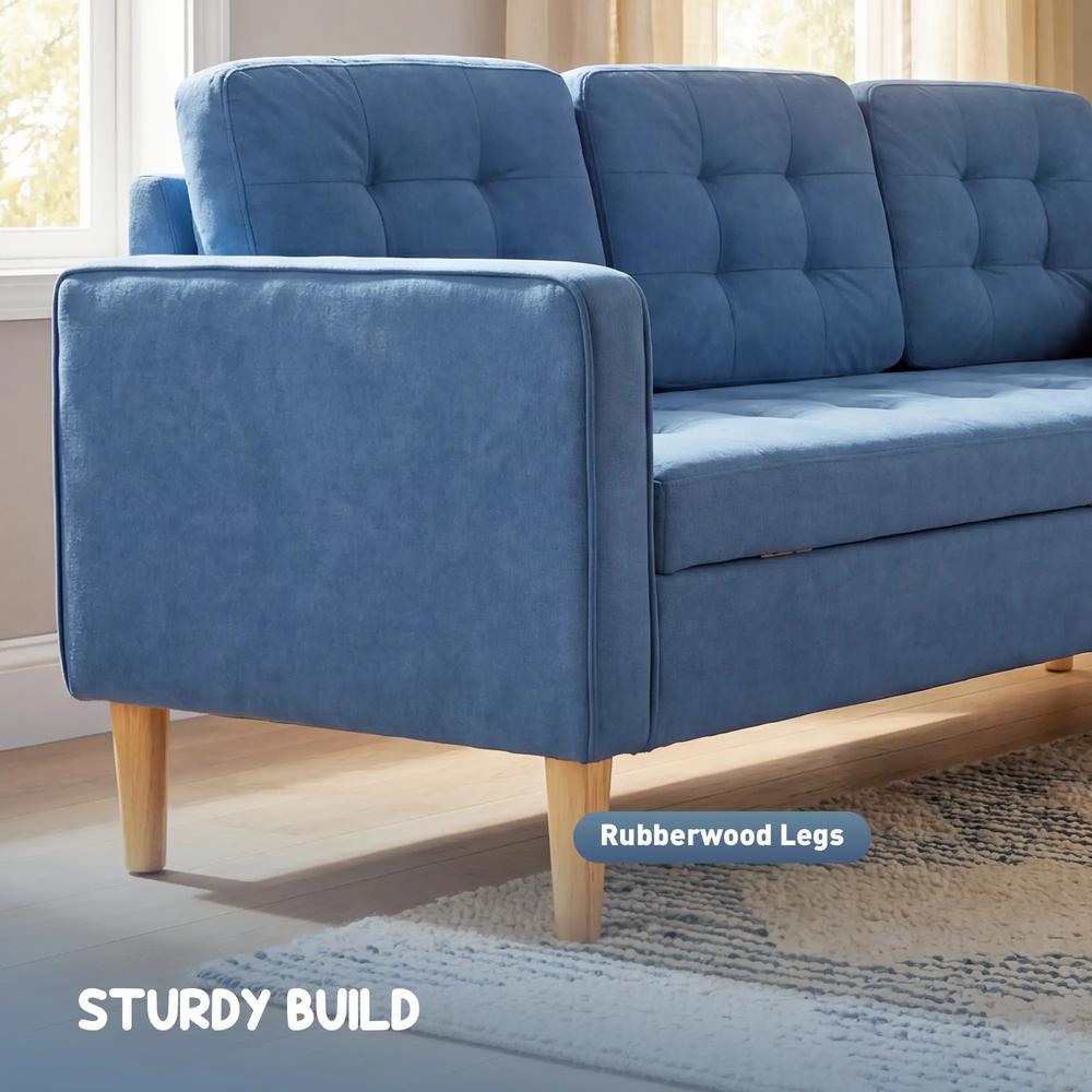 HOMCOM 3 Seater Sofa, 169cm Couch with Hidden Storage, Wood Legs Additional View 16